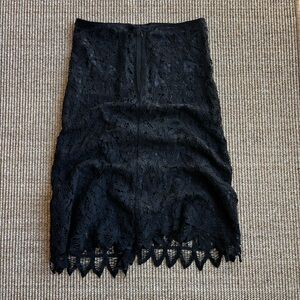 Vintage Calypso Christiane Celle Women's Black Scallop Hem Lace Skirt Size XS